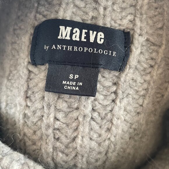 Anthropologie Maeve Athena Cowl Neck Sweater Cropped Gray Women's Ribbed Small - Picture 7 of 7